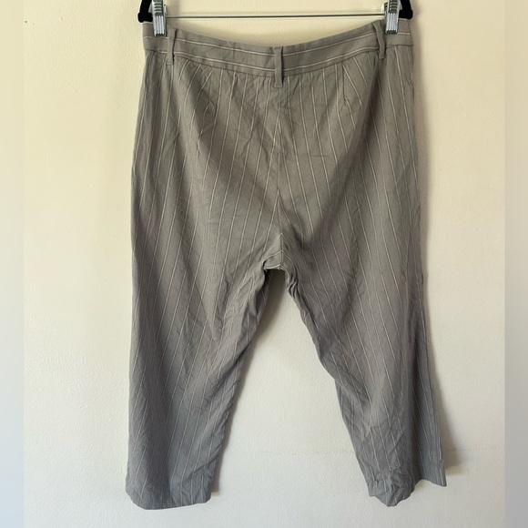 J. Jill Linen Stretch Light Grey Striped Cropped Wide Leg Pants Size 14 Petite - Picture 7 of 10